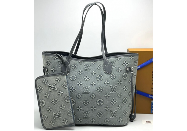 Сумка Louis Vuitton Neverfull Monogram Denim Grey Blue