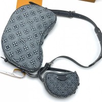 Сумка Louis Vuitton Croissant MM Monogram Denim Grey Blue