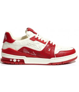 Кроссовки Louis Vuitton Trainer Signature White Red