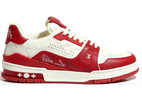 Кроссовки Louis Vuitton Trainer Signature White Red