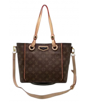 Сумка Louis Vuitton Neverfull коричневая с бежевой ручкой 