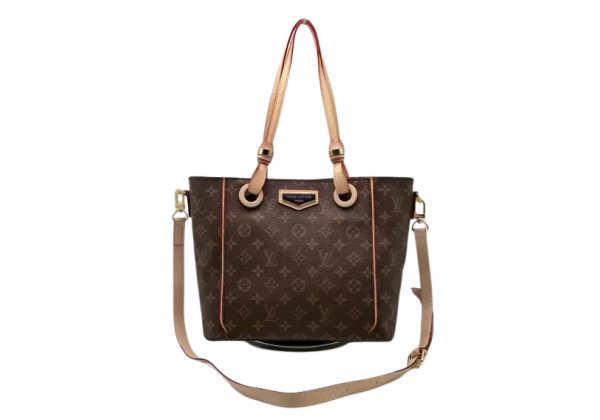 Сумка Louis Vuitton Neverfull коричневая с бежевой ручкой 