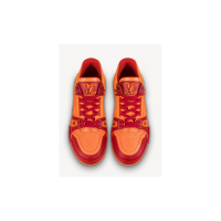 Кроссовки Louis Vuitton Trainer красные с оранжевым