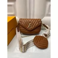 Сумка Louis Vuitton Pochette metis коричневая с белым 