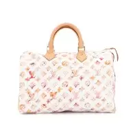 Сумка Louis Vuitton Speedy 35 с принтом белая