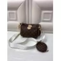 Сумка Louis Vuitton Multi Pochette с белым ремешком коричневая